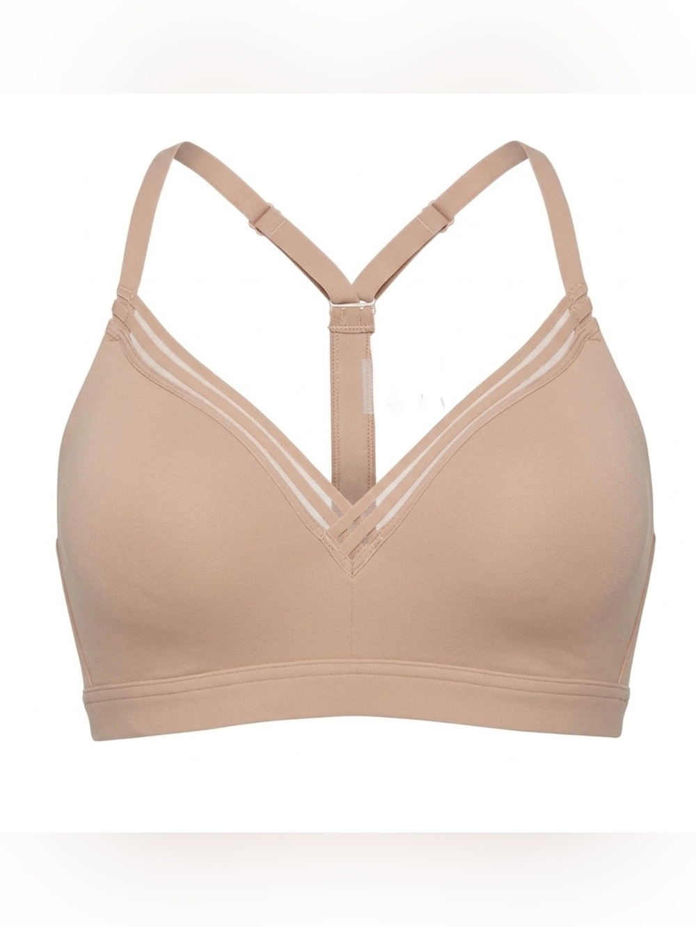 Athleta Nude Sports Bra XL Adjustable Straps Medium Support Neutral Flesh Tone